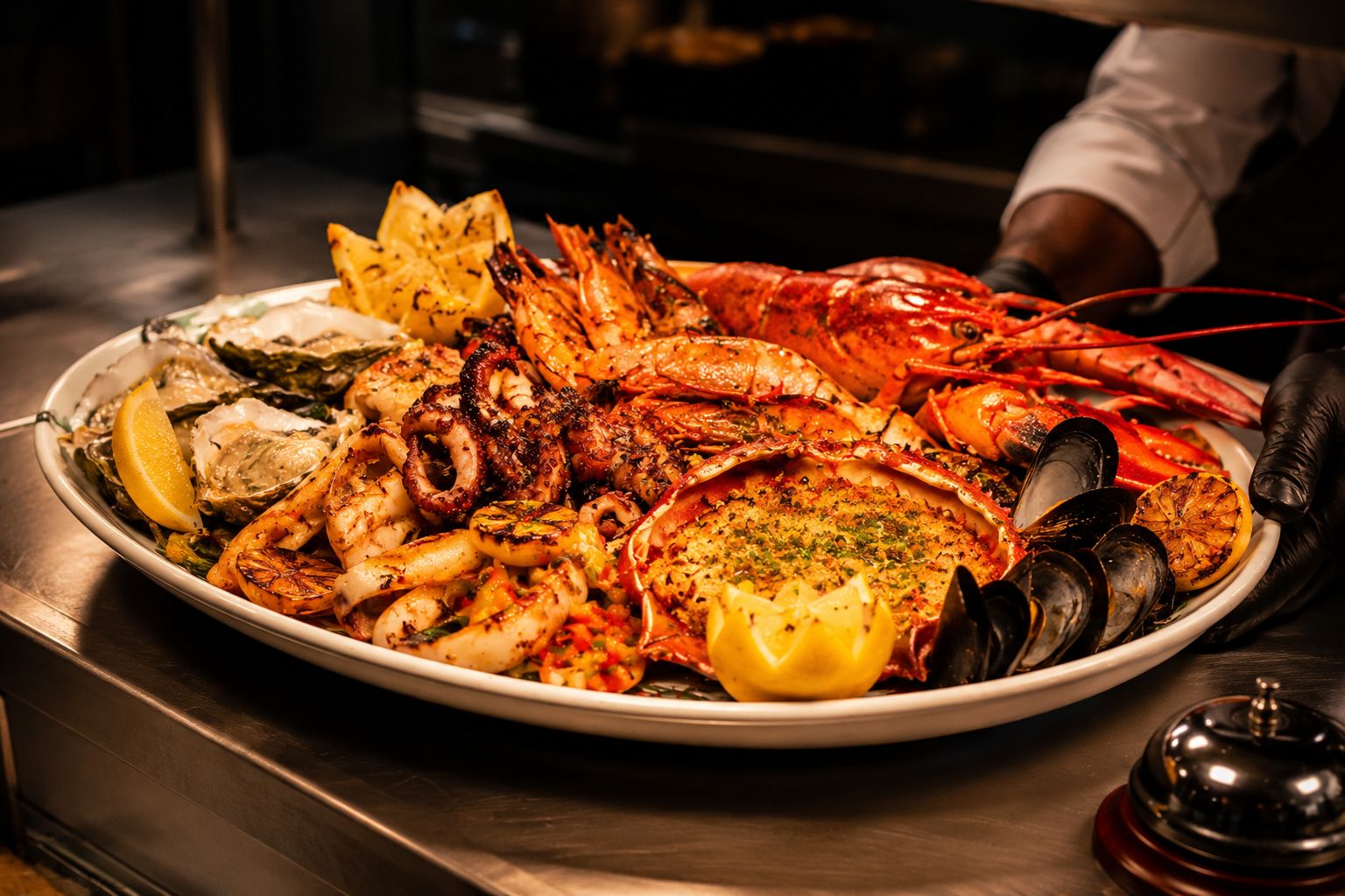 Generous seafood platter prepared at La Terrasse